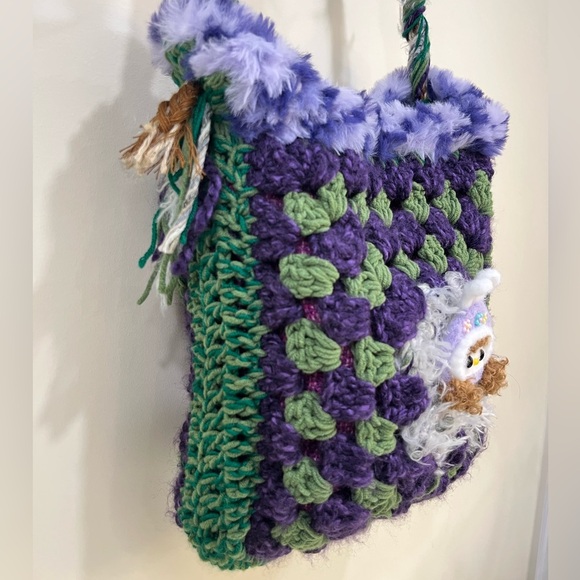 Handcrafted Green and Purple Crochet Bag - Picture 4 of 12